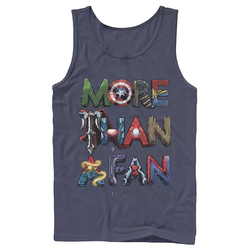 Mens Marvel Avengers More Than A Fan Word Stack Tank Top, Boys Blue Product Image