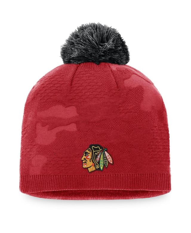 Womens Fanatics Branded /Black Chicago Blackhawks Authentic Pro Team Locker Room Beanie with Pom Product Image