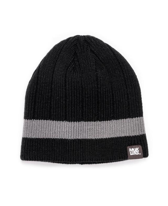 Muk Luks Mens Ribbed Beanie, Oxblood/Navy - Shadow Product Image