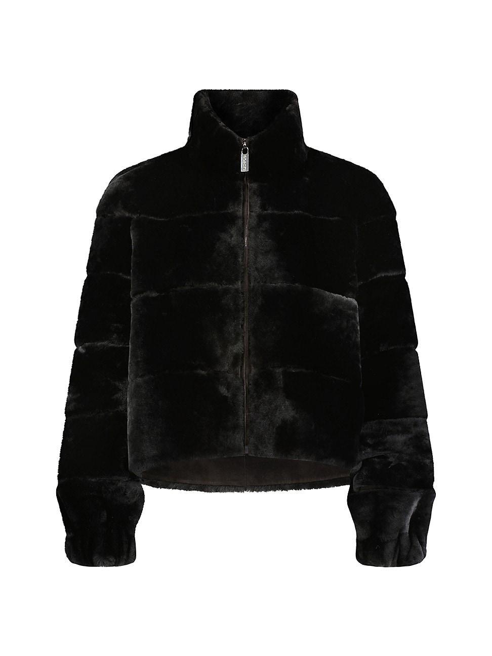 Womens Cropped Shearling Lamb Jacket Product Image