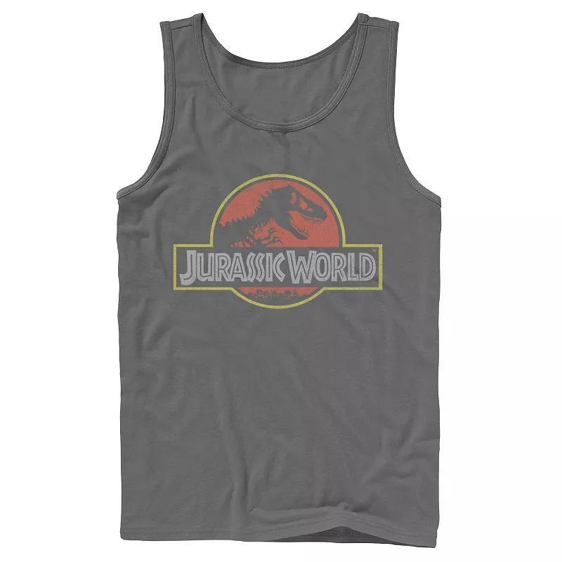 Mens Jurassic World Classic Retro T-Rex Logo Tank Top Blue Product Image