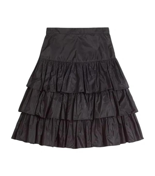 VALENTINO Silk Tiered Mini Skirt In Black Product Image