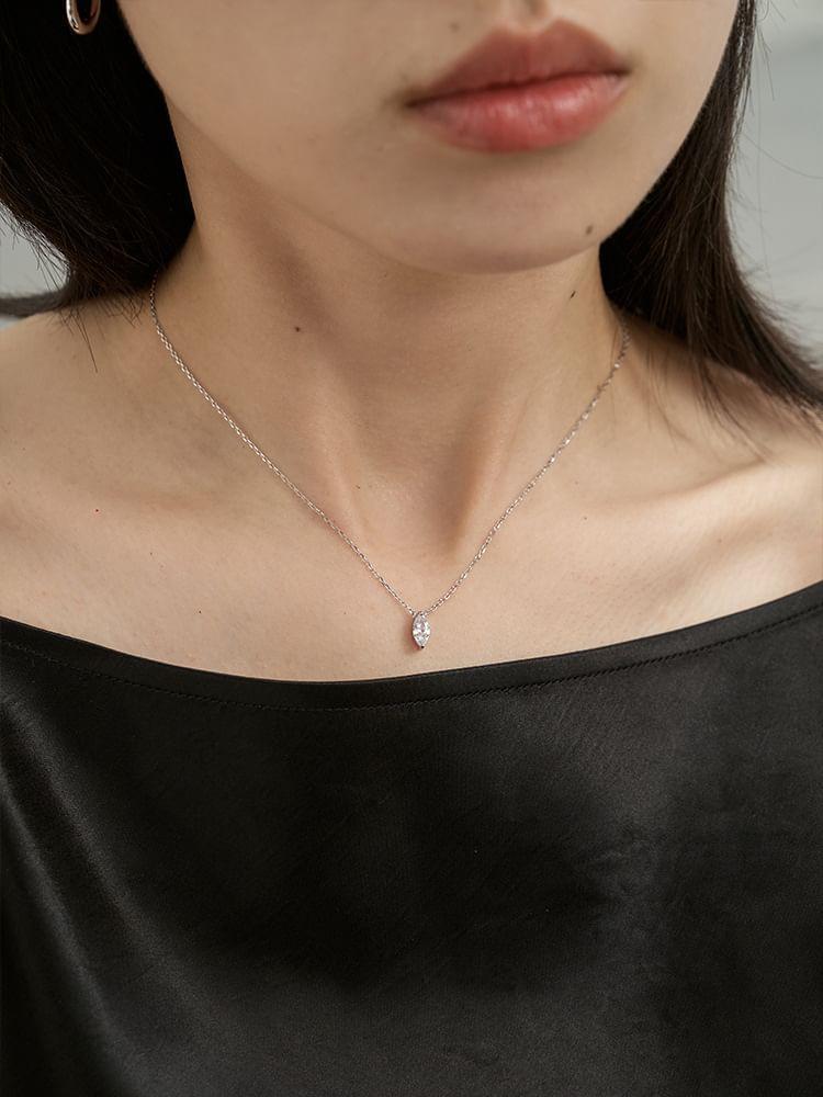 Rhinestone Pendant Sterling Silver Necklace Product Image