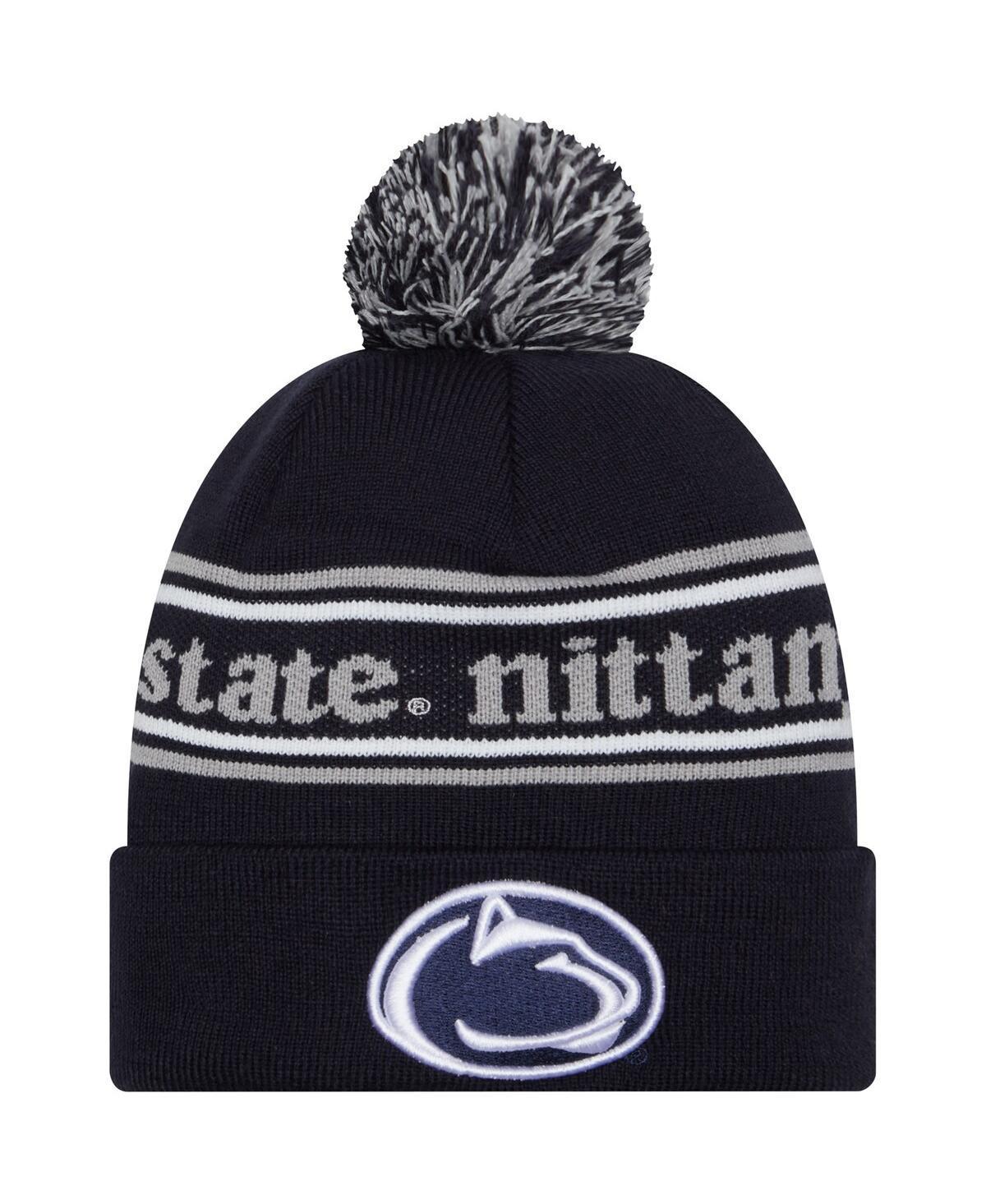 Mens New Era Navy Penn State Nittany Lions MarqueeCuffed Knit Hat with Pom Product Image