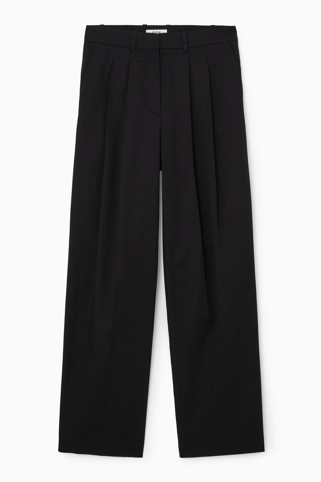 WIDE-LEG TAILORED TWILL PANTS Product Image