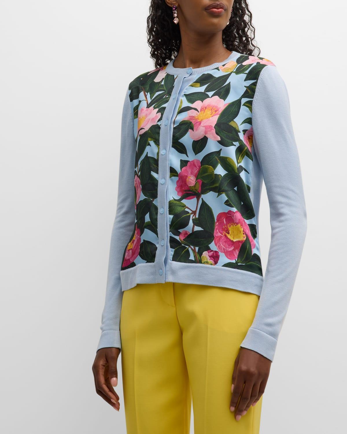 Oscar de la Renta Camellia Jacquard Cardigan Product Image