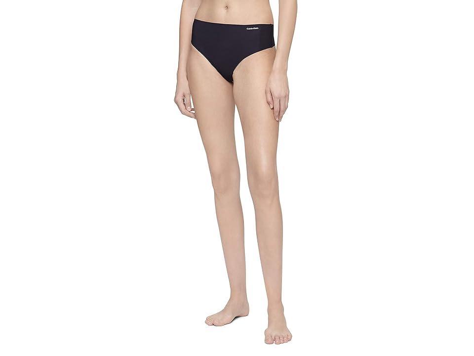 Womens Calvin Klein Invisibles High Waist Thong QD3864 Black Product Image