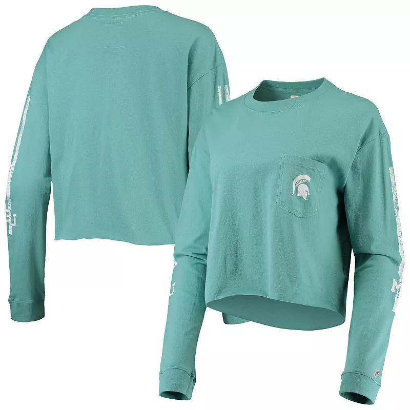 Womens League Collegiate Wear Michigan State Spartans Clothesline Cotton Midi Crop Long Sleeve T-Shirt Product Image