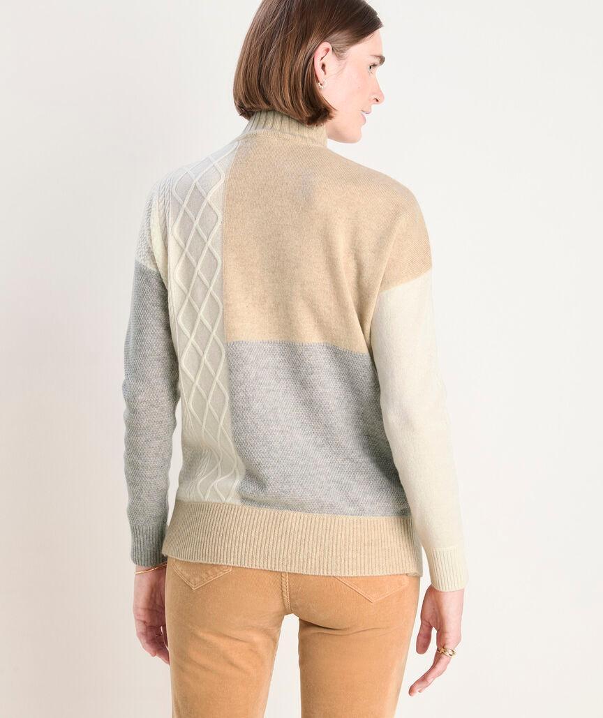 Cashmere Patchwork Mockneck Sweater Product Image