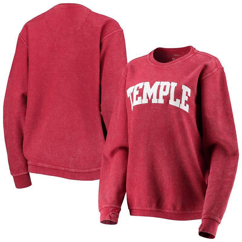 Womens Crimson Temple Owls Comfy Cord Vintage-Like Wash Basic Arch Pullover Sweatshirt Product Image