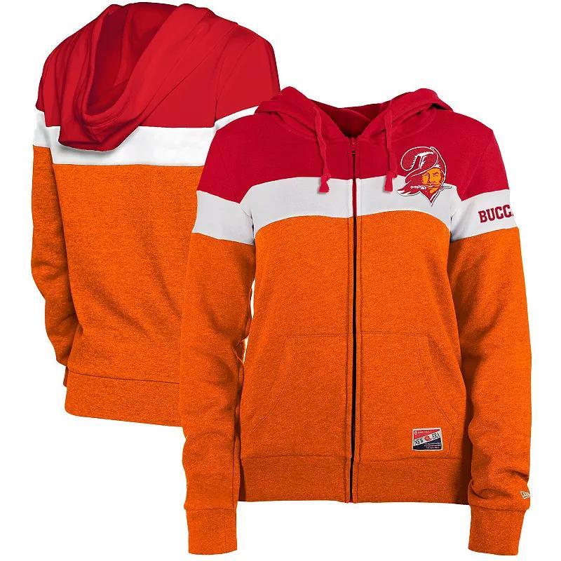 Womens New Era /Red Tampa Bay Buccaneers Throwback Colorblock Full-Zip Hoodie Product Image