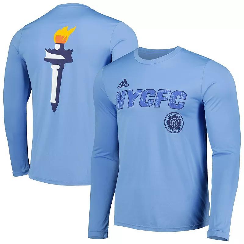 Mens adidas Sky Blue New York City Fc Jersey Hook Aeroready Long Sleeve T-shirt Product Image