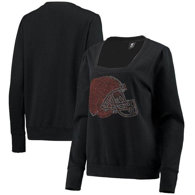 Womens Cuce Black Cleveland Browns Winners Square Neck Pullover Sweatshirt Product Image