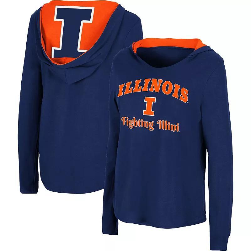 Womens Colosseum Illinois Fighting Illini Catalina Hoodie Long Sleeve T-Shirt Blue Product Image