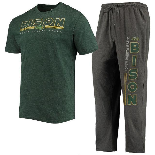 Mens Concepts Sport Heathered /Green NDSU Bison Meter T-Shirt & Pants Sleep Set Grey Product Image