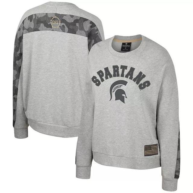 Womens Colosseum Heather Gray Michigan State Spartans OHT Military Appreciation Flag Rank Dolman Pullover Sweatshirt Product Image