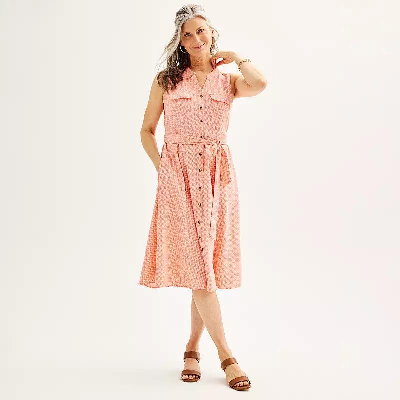 Petite Croft & Barrow Y-Neck Shirtdress, Womens Product Image