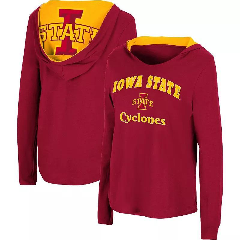 Womens Colosseum Cardinal Iowa State Cyclones Catalina Hoodie Long Sleeve T-Shirt Product Image