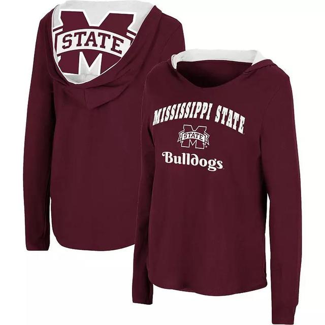 Womens Colosseum Maroon Mississippi State Bulldogs Catalina Hoodie Long Sleeve T-Shirt Product Image