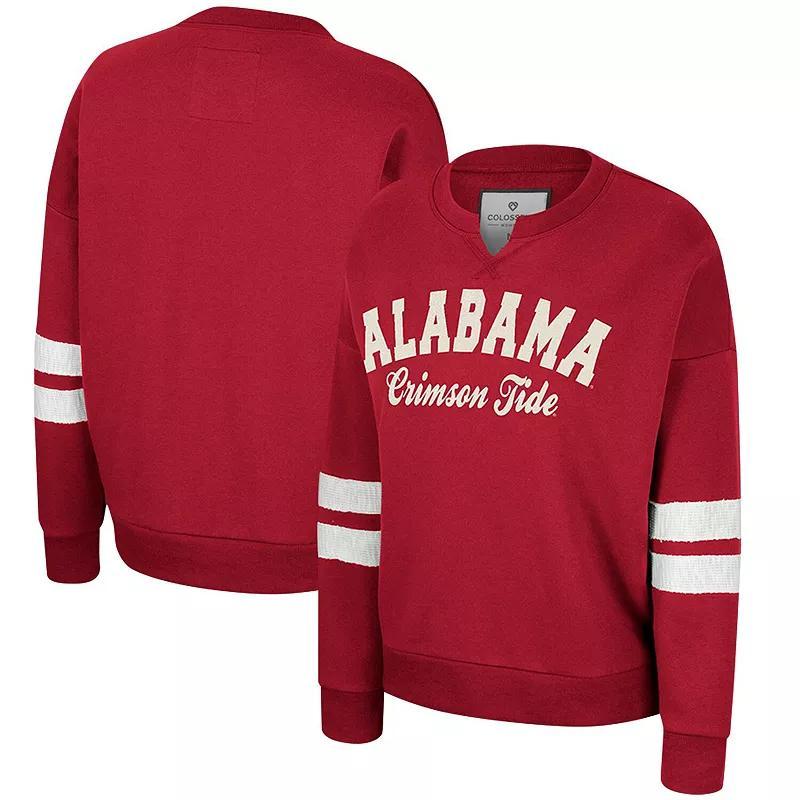 Womens Colosseum Crimson Alabama Crimson Tide Perfect DateNotch Neck Pullover Sweatshirt Product Image