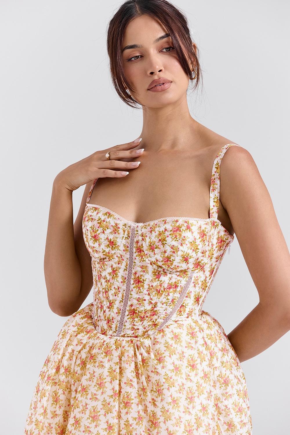 Kelly Royal Rose Print Corset Midi Sundress Product Image