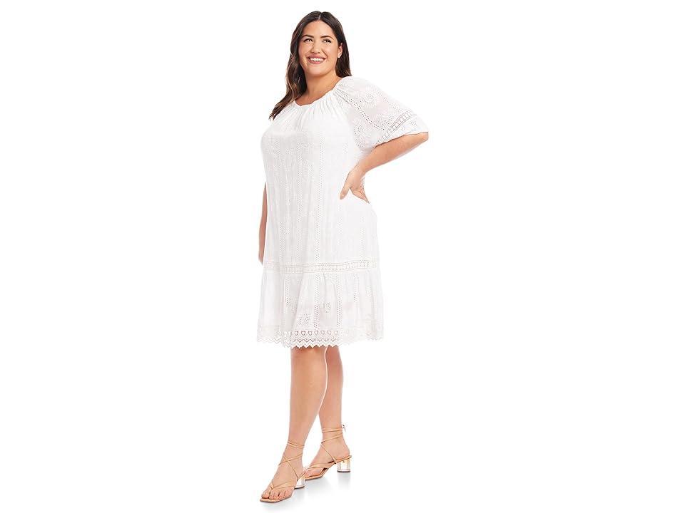 Karen Kane Plus Size Short Sleeve Embroidered Dress (Off Women's Dress Product Image