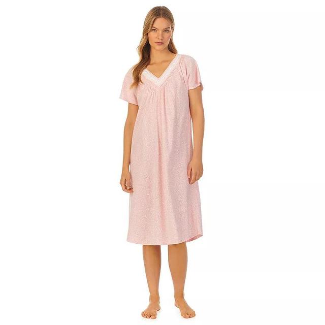 Womens Carole Hochman Cotton Flutter Sleeve Nightgown Pink Floral Vine Product Image