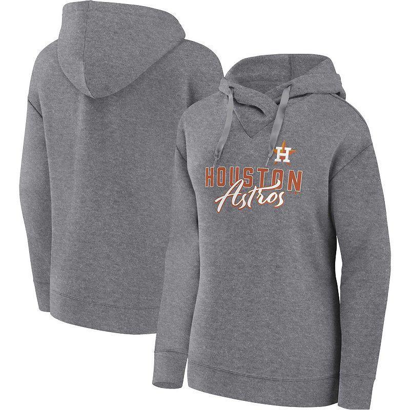 Womens Fanatics Heather Gray Houston Astros Script Favorite Lightweight Fitted Pullover Hoodie Product Image