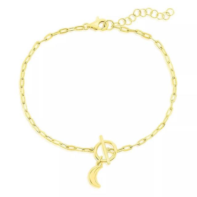 Argento Bella Crescent Moon Paper Clip Chain Toggle Bracelet, Womens Yellow Product Image