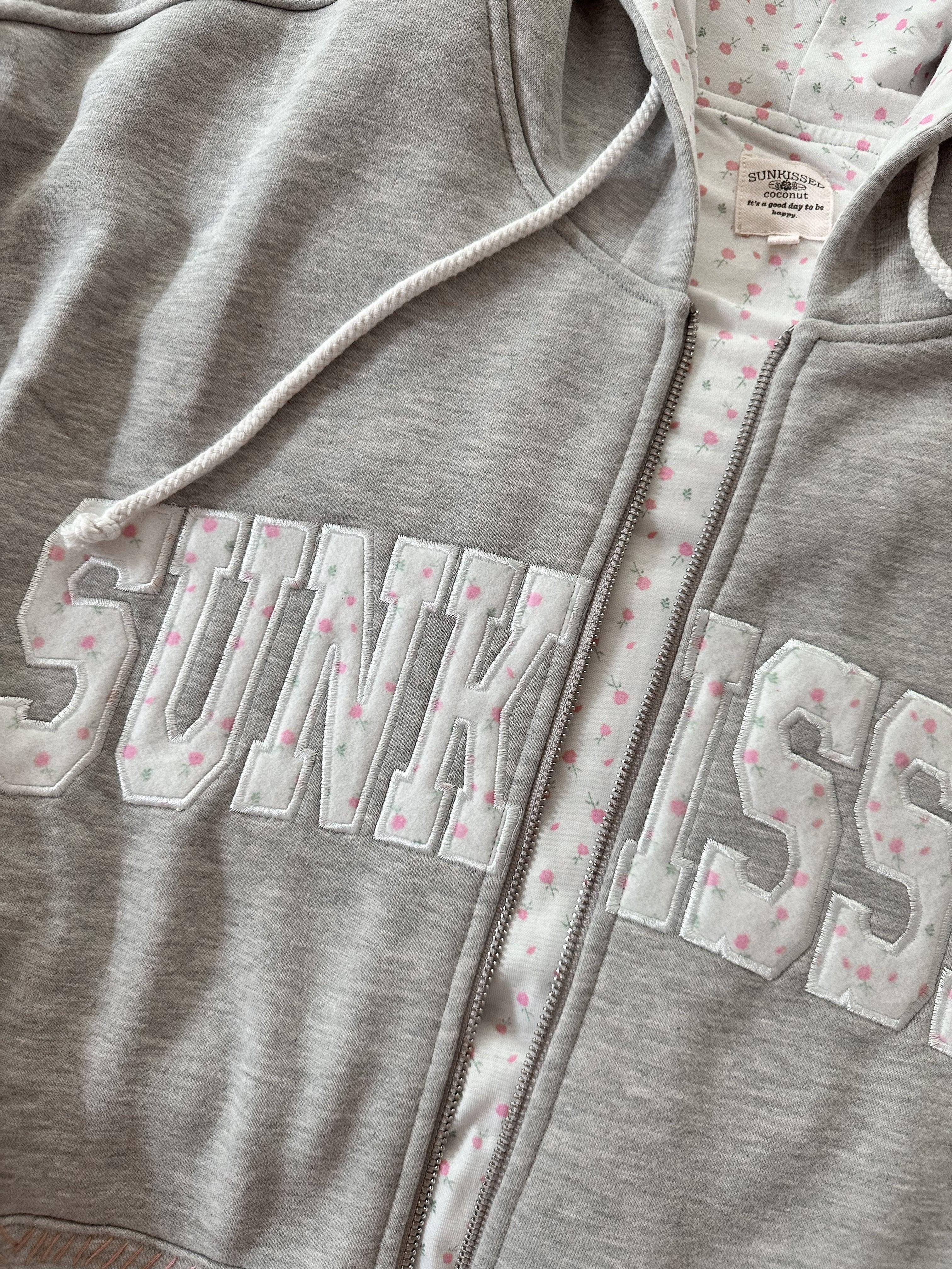 Afternoon Grey Roses Sunkissedcoconut Full Zip Hoodie Product Image