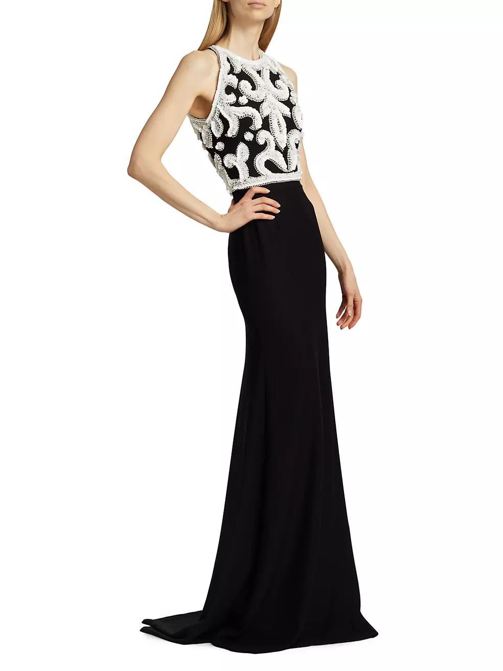 Bead & Sequin-Embellished Sleeveless Trumpet Gown Product Image