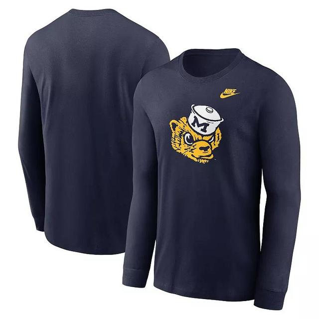 Mens Nike Michigan Wolverines Legacy Primary Logo Long Sleeve T-Shirt Blue Product Image