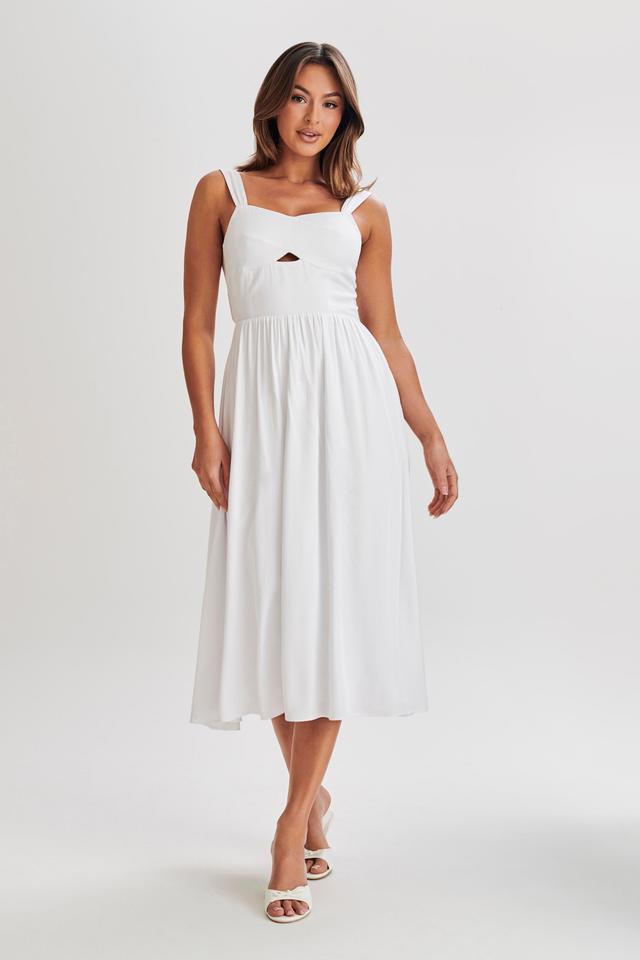 Thandi Midi Dress With Back Tie - White Product Image