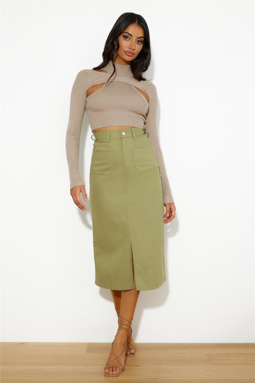 In Or Out Knit Crop Top Brown Product Image