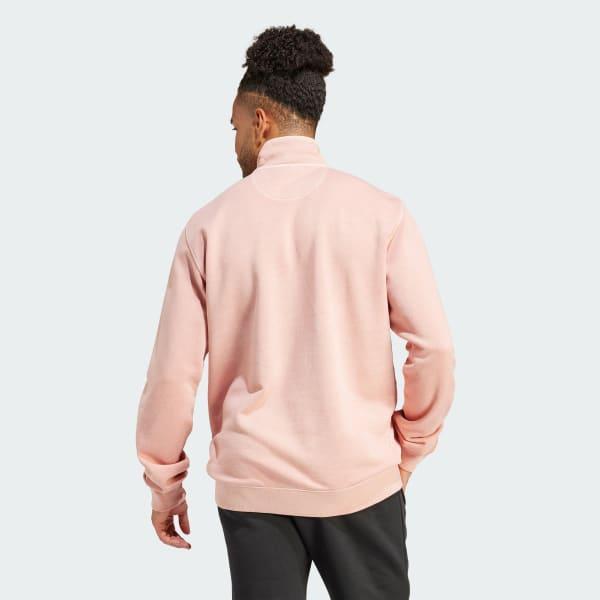 Trefoil Essentials+ Dye Half Zip Crew Sweatshirt Product Image