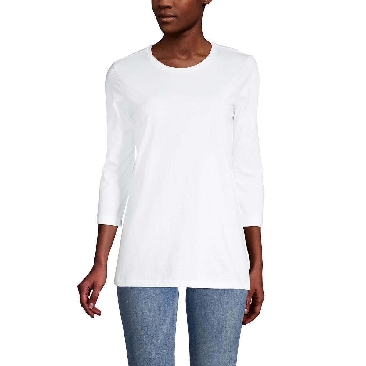 Women's Lands' End Supima Cotton Crewneck Tunic, Size: XL Tall, Fresh Ivory Product Image