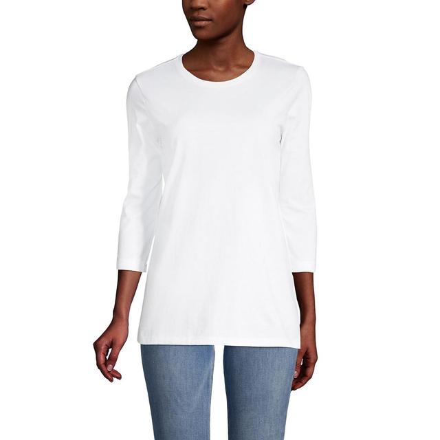 Petite Lands End 3/4-Sleeve Supima Cotton Crewneck Tunic, Womens Product Image