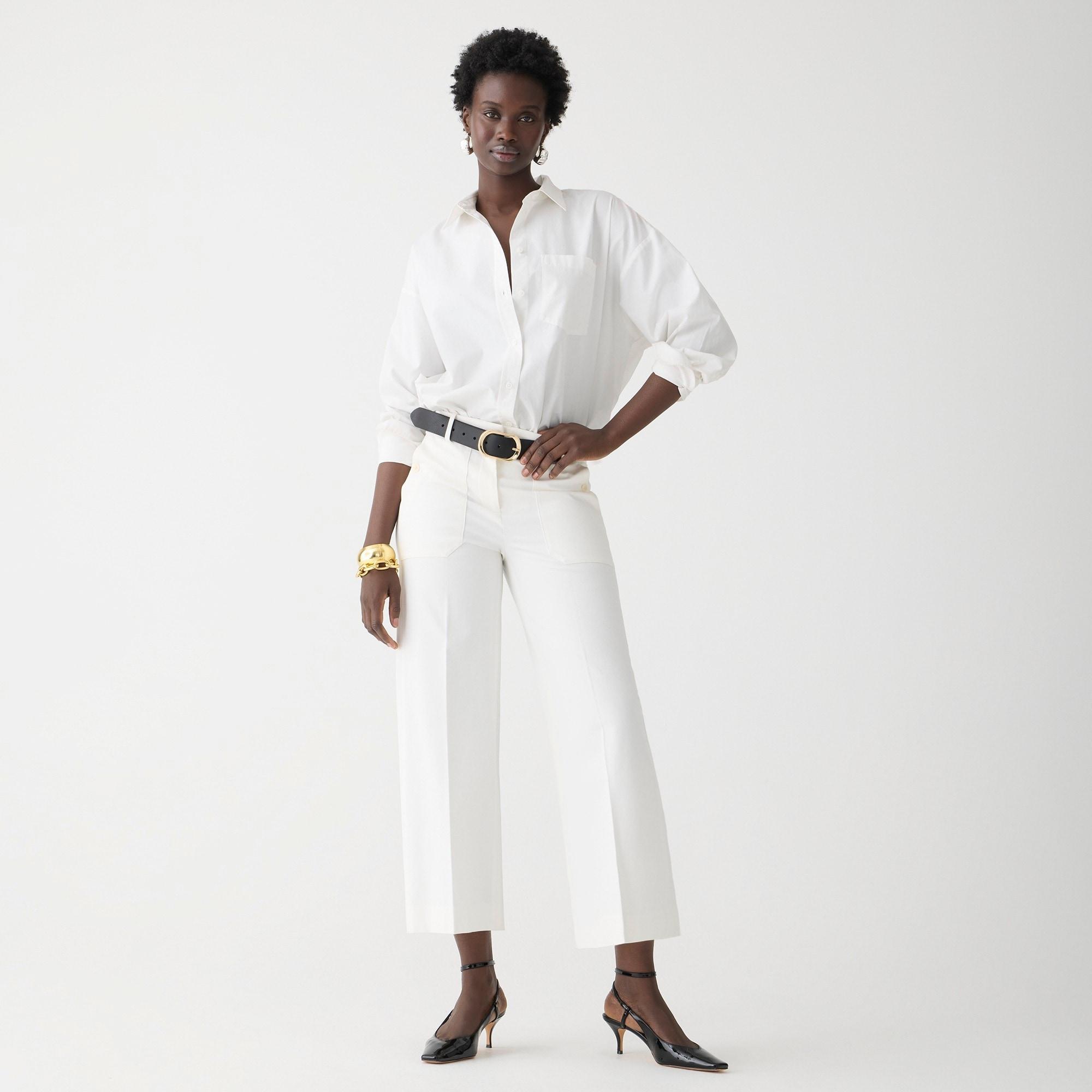 Sydney wide-leg pant in bi-stretch cotton blend Product Image