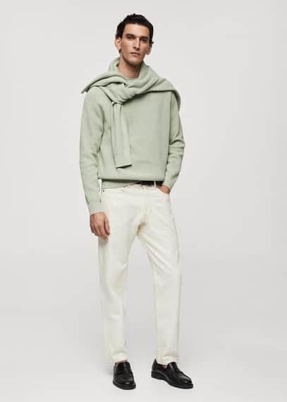 MANGO MAN - Ribbed round-neck sweater pastel greenMen Product Image