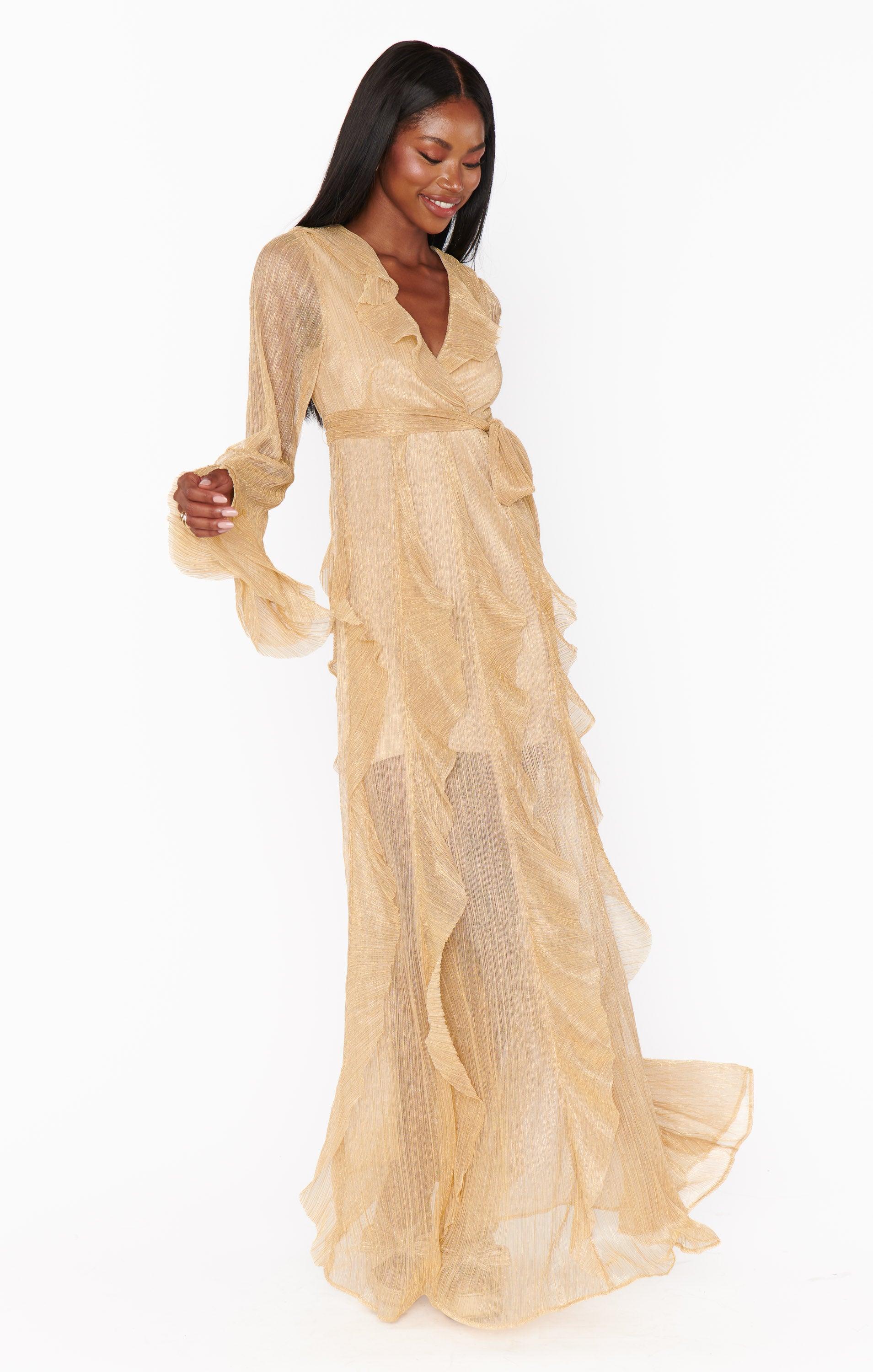 Jenny Ruffle Maxi Dress ~ Gold Glimmer Product Image