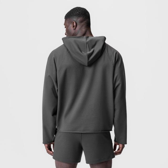 0958. Micro-Terry Raw Hem Hoodie - Black Product Image