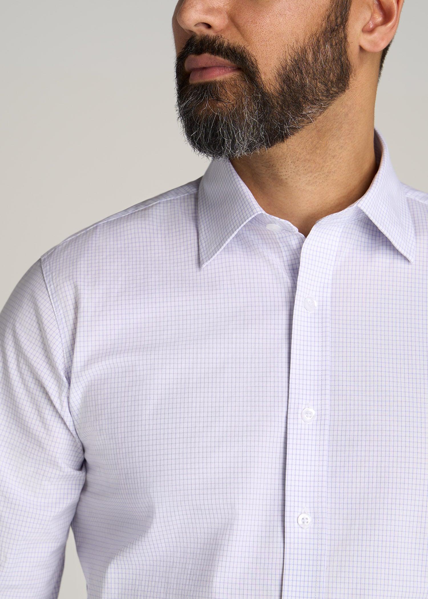 Oskar Button-Up Dress Shirt for Tall Men in Iris Mini Check Male Product Image