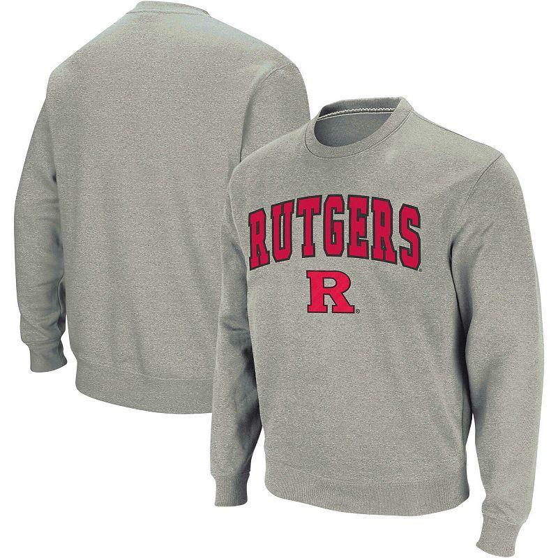 Mens Colosseum Heather Gray Rutgers Scarlet Knights Arch & Logo Crew Neck Sweatshirt Product Image