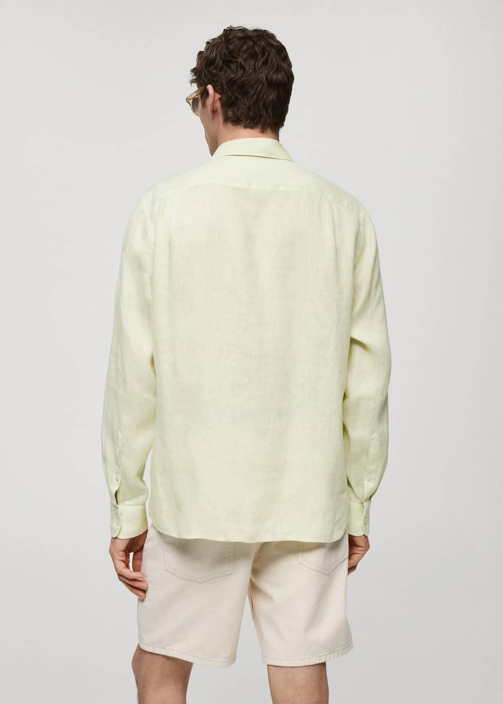 MANGO MAN - Classic fit 100% linen shirt mint greenMen Product Image