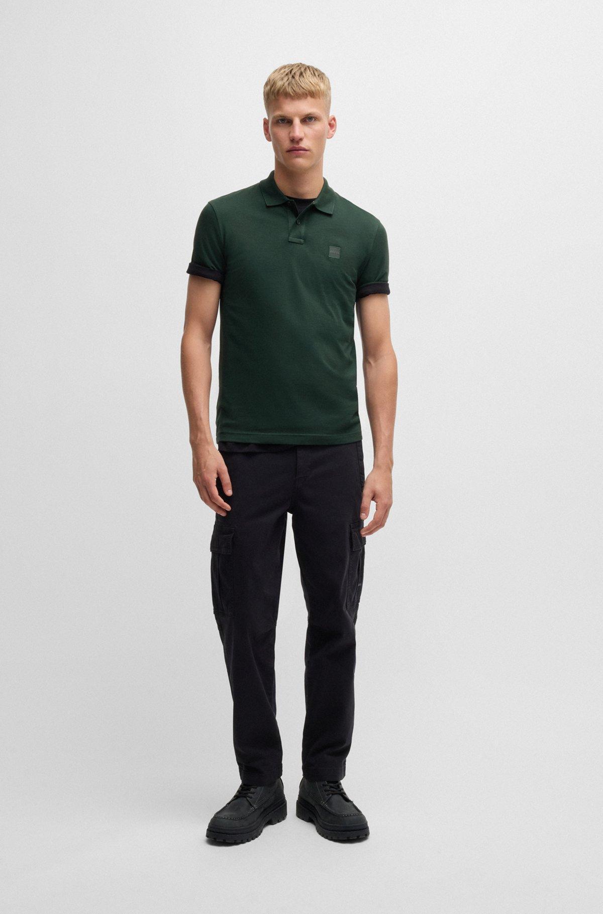 Slim-fit stretch-cotton polo shirt with logo patch Product Image