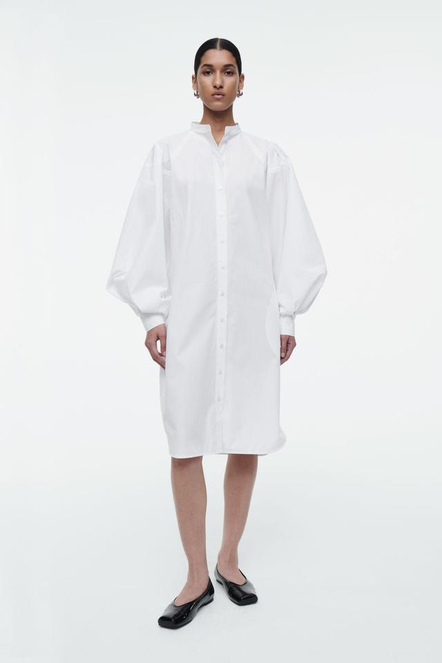 GRANDAD-COLLAR MIDI SHIRT DRESS Product Image