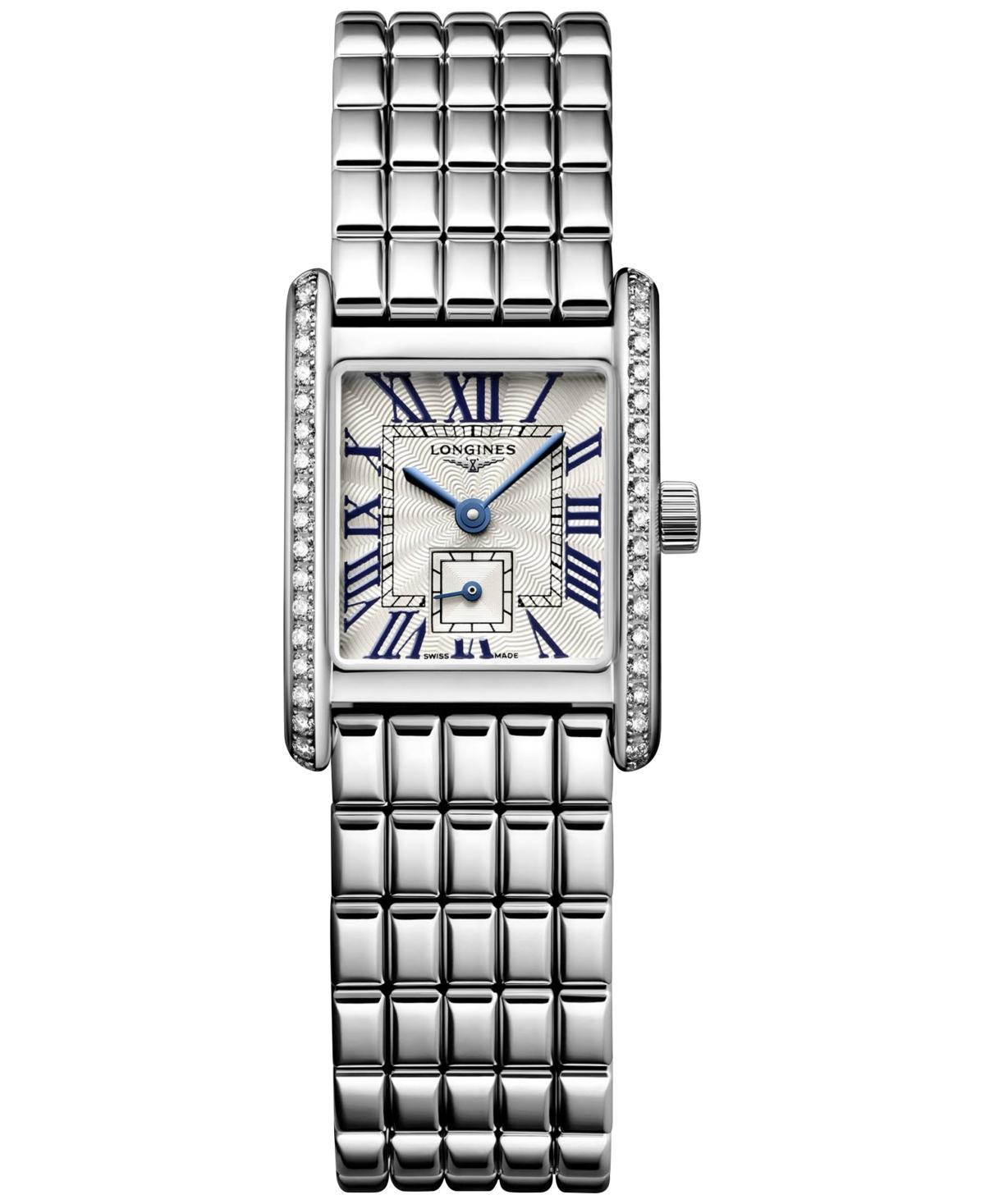 Longines Womens Swiss Mini DolceVita Diamond (1/2 ct. t.w.) Stainless Steel Bracelet Watch 22x29mm - Stainless Steel Product Image