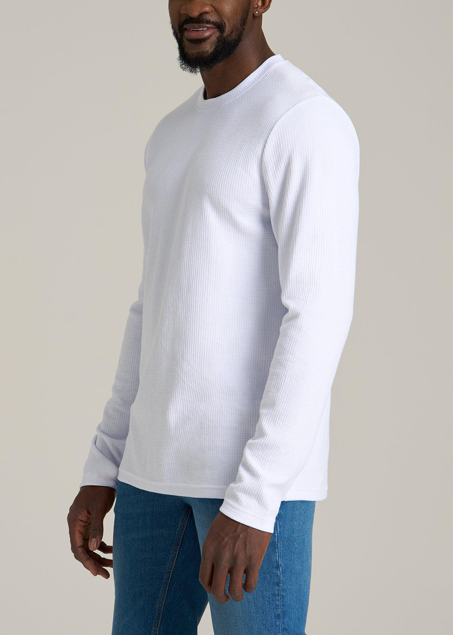 Cloud Knit Waffle Long Sleeve Tee for Tall Men in White Male Product Image