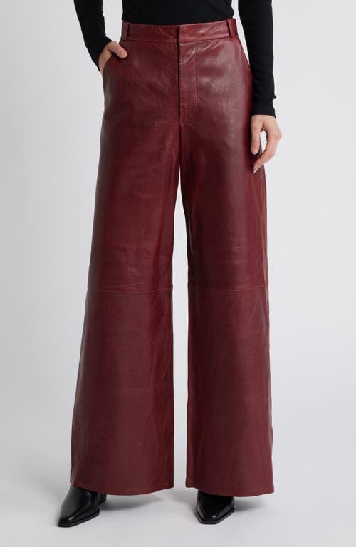 FRAME The Wide Leather Trousers In Syrah Red Product Image