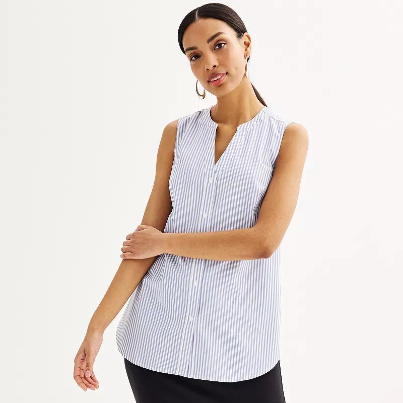 Womens Nine West Sleeveless Button-Down Tunic Top Product Image